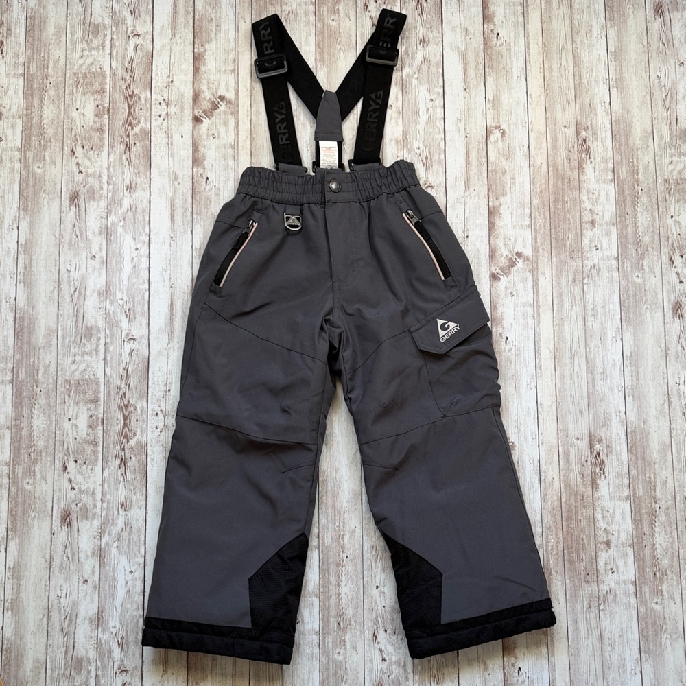 Gerry Kids Performance Ski Pants XS 5/6 Removable Suspenders Ski Pants Gray Blk
